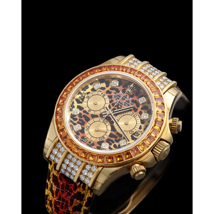 Rolex. A rare and unusual special edition 18K automatic chronograph wristwatch Cosmograph Daytona 'Safari' Ref. 116598 SACO, case no. Z964456, circa 2006