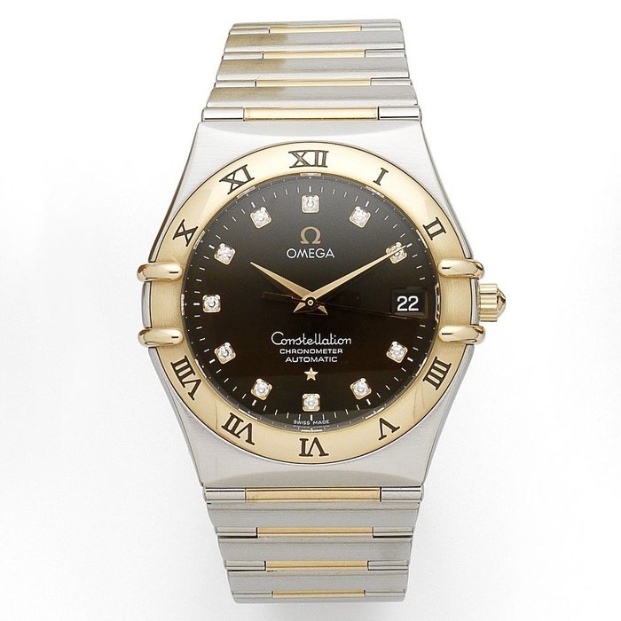 Omega. A stainless steel and gold automatic calendar bracelet watch Constellation, Ref:13016000, Case No.81459028, Sold 14th December 2007