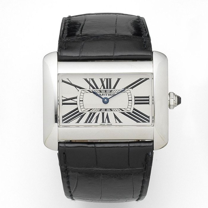 Cartier. A stainless steel quartz rectangular wristwatch Divan, Ref:2600, Case No.108973CE, Circa 1990