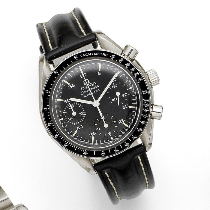 Omega. A stainless steel automatic chronograph wristwatch Speedmaster 'Reduced', Ref:175.0032, Case No.53610605, Circa 1995
