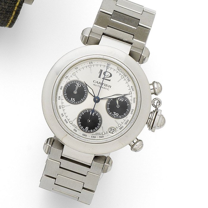 Cartier Cartier. A stainless steel automatic calendar chronograph bracelet watch Pasha, Ref:2412, Case No.522231CD, Circa 2000