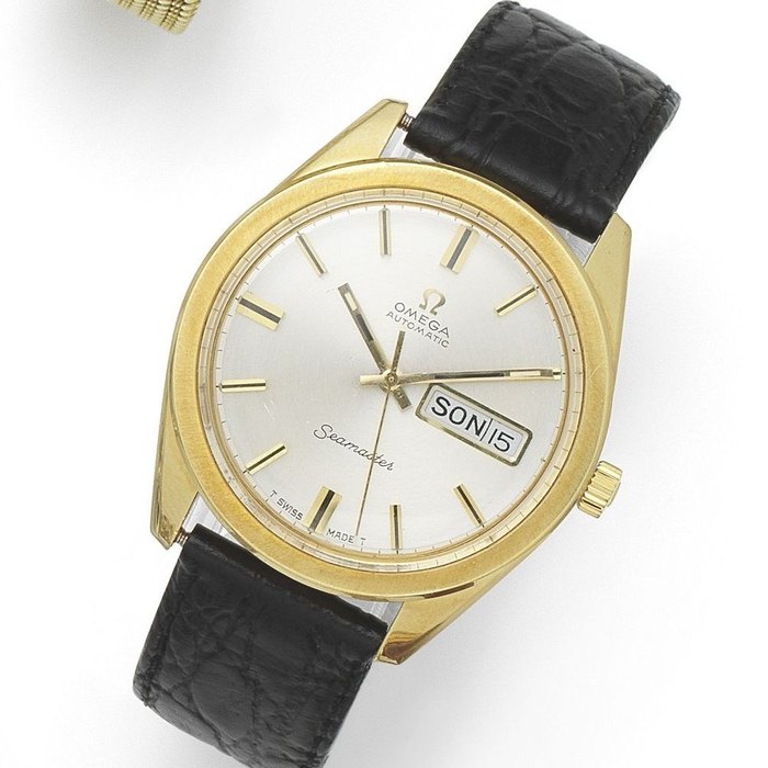 Omega. An 18K gold automatic calendar wristwatch Seamaster, Ref:168.023, Movement No.26181862, Circa 1968