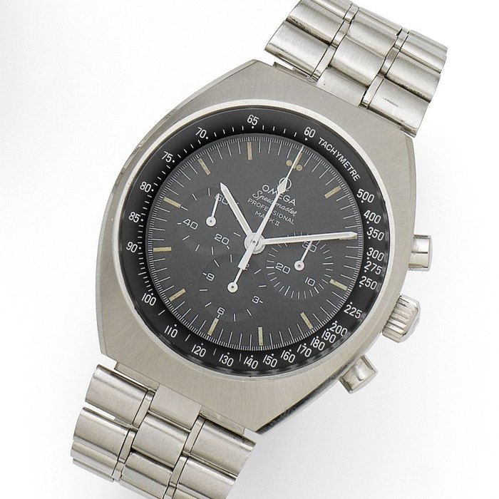 Omega. A stainless steel manual wind chronograph bracelet watch Speedmaster Mark II, Ref:145.014, Movement No.31614158, Circa 1980