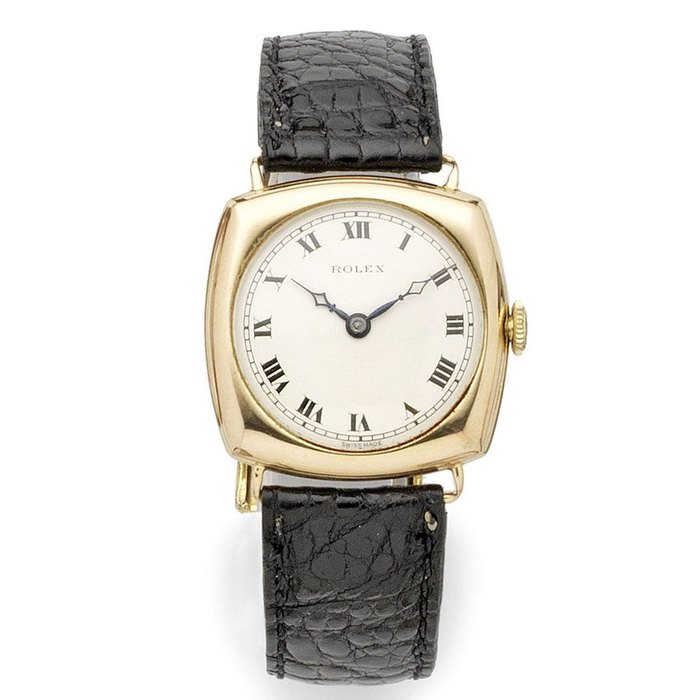 Rolex. A 9K gold manual wind cushion form wristwatch Ref:2494, Glasgow Hallmark for 1924