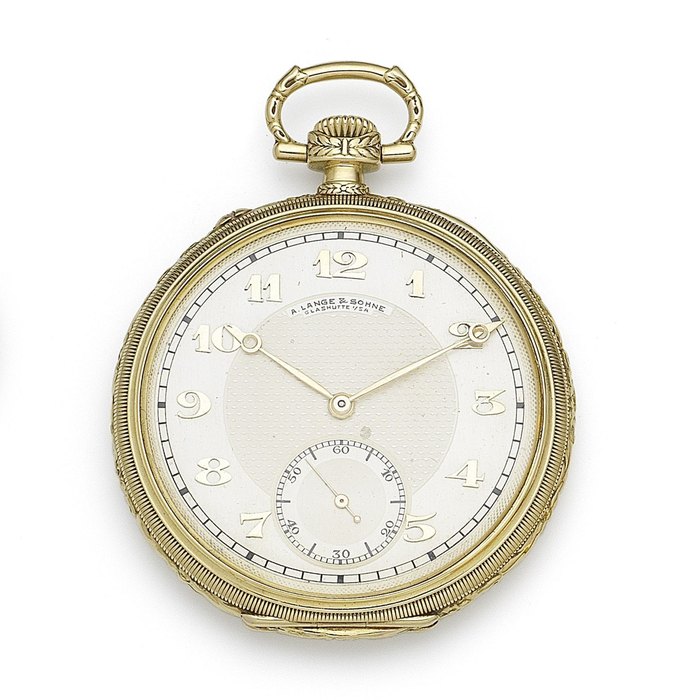 A. Lange & Söhne, Glashütte, Dresden. An 18K gold keyless wind open face pocket watch Case & Movement No.91992, Circa 1900