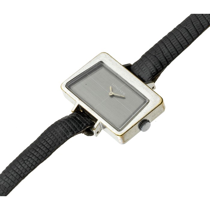 Longines. A lady's unusual shaped nickel plated manual wind wristwatch Ref. 17299779