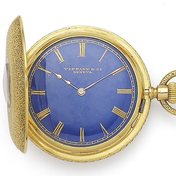 Tiffany & Co. An 18K gold keyless wind half hunter pocket watch Case & Movement No.11002, Circa 1880