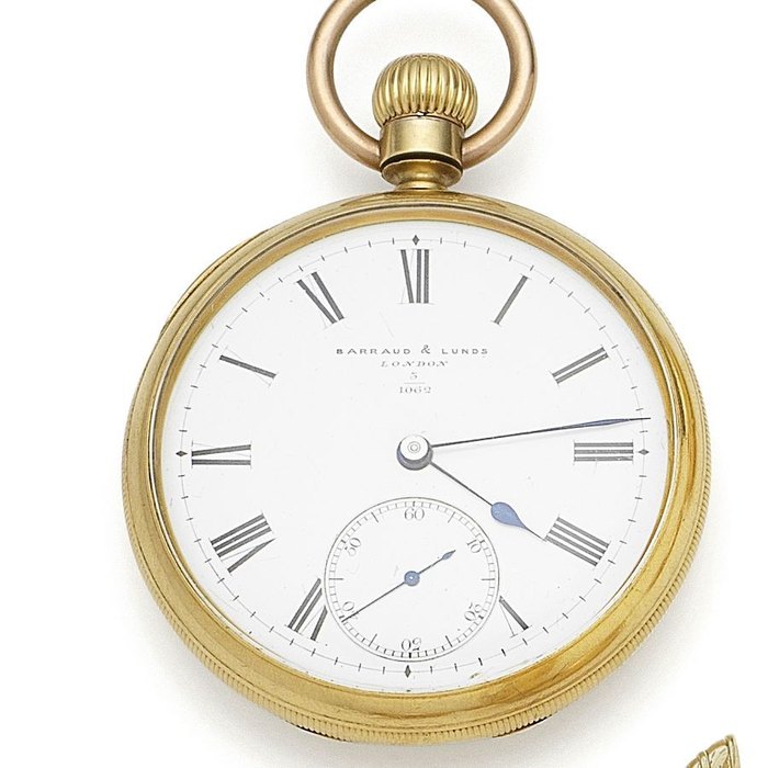 Barraud & Lunds, 41 Cornhill, London. An 18K gold keyless wind open face pocket watch Case & Movement No.1062, London Hallmark for 1871