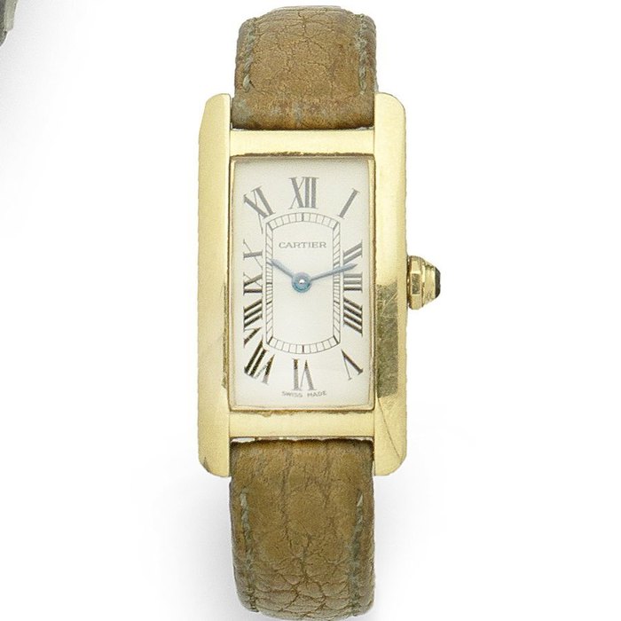 Cartier. A lady's 18K gold quartz wristwatch Tank Americaine, Circa 1990