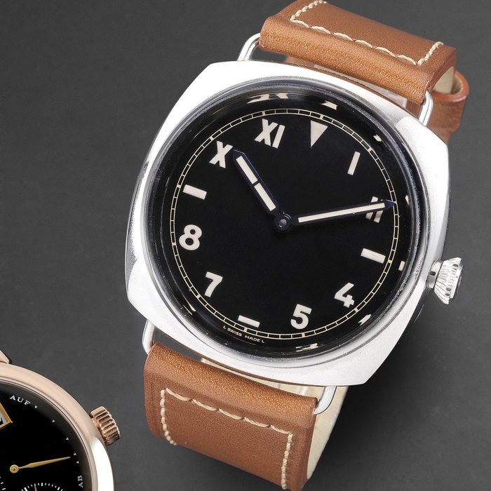 Panerai. A stainless steel cushion form manual wind wristwatch with California dial No.0256/1936, PAM249, OP6675, BB1217565, Movement No.500.782, Sold 14th May 2007