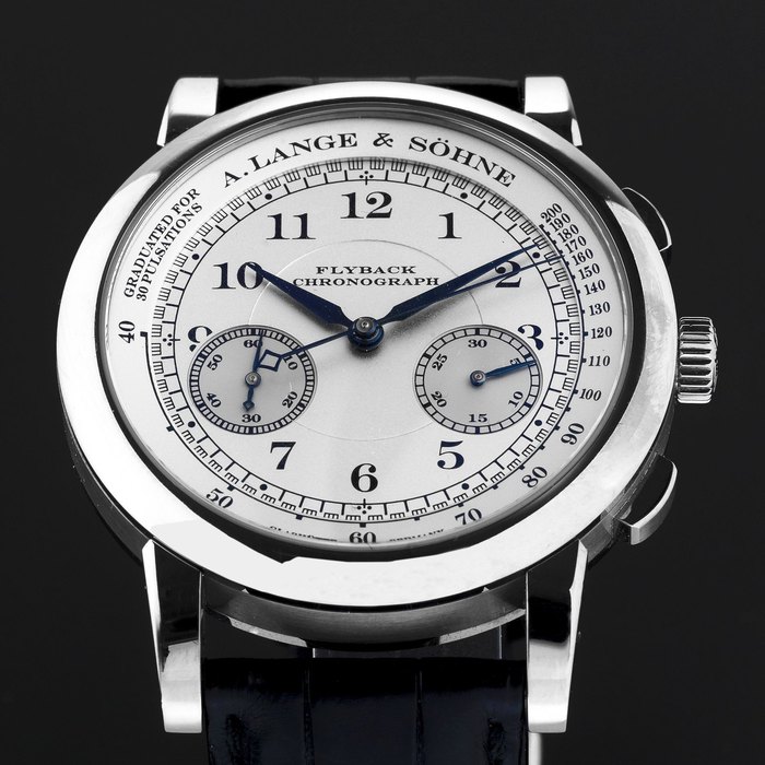 A. Lange & Söhne. An 18K white gold manual wind chronograph wristwatch 1815 Chronograph, Ref:401.026, Case No.155841, Movement No.43484, Sold 31st March 2007