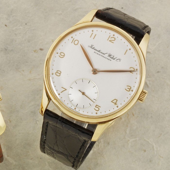 IWC. An 18K gold limited edition manual wind wristwatch Portuguese, Jubilee 125th Anniversary Limited Edition, Ref:5441, No.166/500, Movement No.2490701, Circa 1993