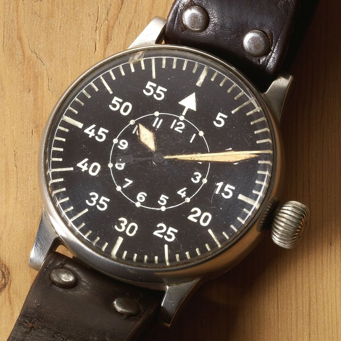 A. Lange & Söhne. An oversize German military issue stainless steel manual wind wristwatch Case No.FL23883, Movement No.216556, Circa 1942