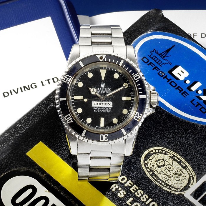 Rolex. A rare stainless steel automatic divers bracelet watch made for Comex Submariner 'COMEX 723', Ref:5514, Serial No.415****, Circa 1975