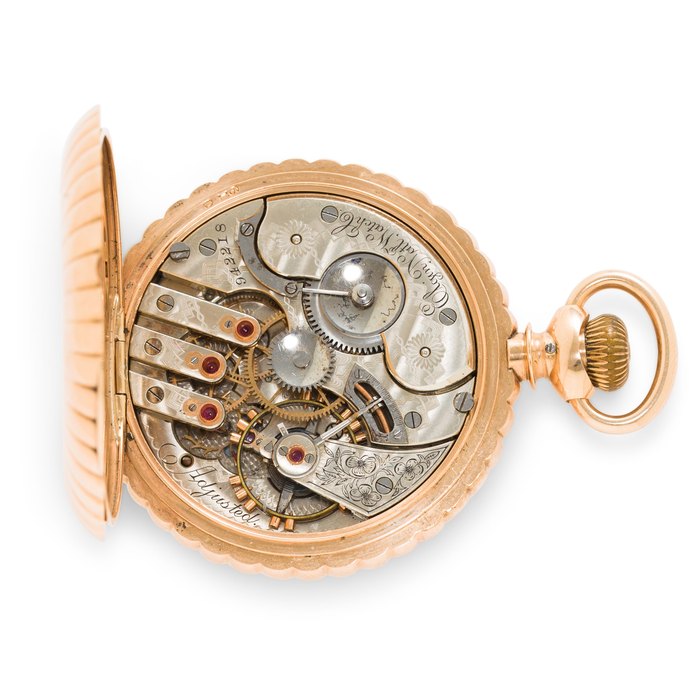 Elgin. A fine 14K gold open face watch with convertible movementElgin Nat'l Watch Co., No. 942218