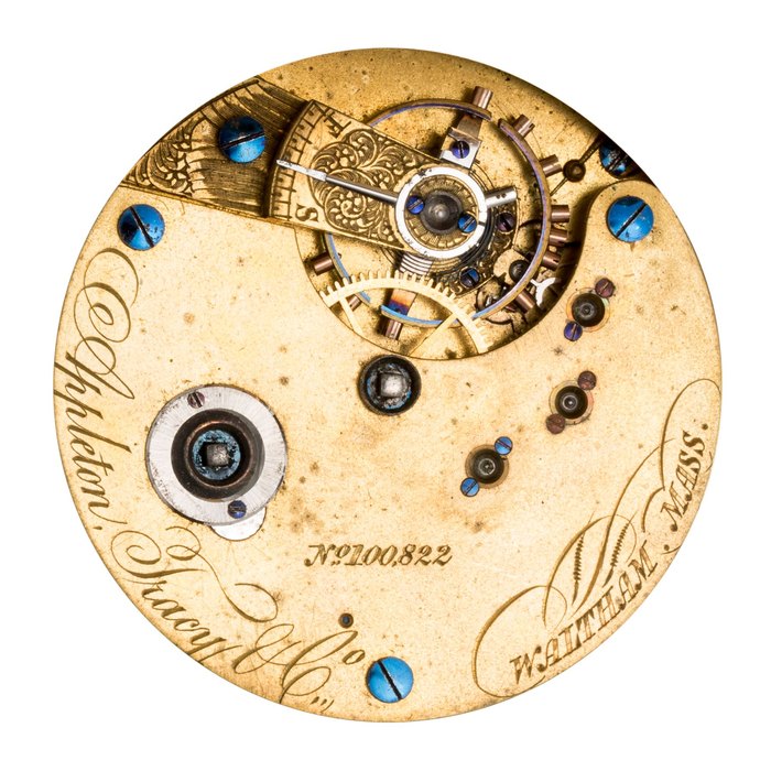 Waltham. A gold hunter cased watch with Civil War inscription and a silver open face watchAppleton, Tracy & Co., Nos. 100822 and 125174