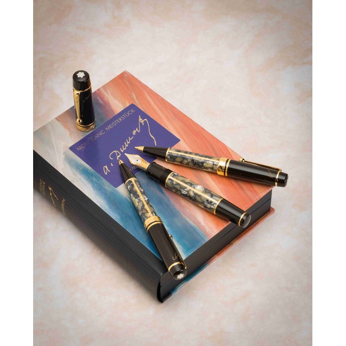 Montblanc. A fine limited edition 1996 Writers Editions Alexandre Dumas set include fountain pen, ballpoint pen and mechanical pencil with box and papers Ref:18200, No.0266/16000, limited 5000 sets, manufactured in 1996