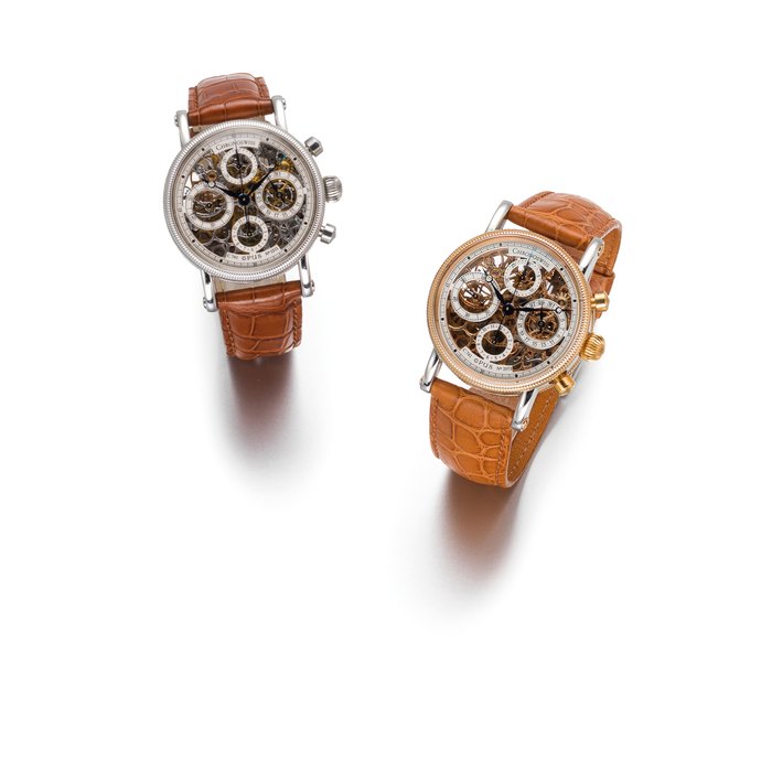 Chronoswiss. A stainless steel automatic skeletonised calendar chronograph wristwatch with box and papers Opus Skeleton Chronograph, Ref:CH7523, Case No.7 551, Movement No.1311, Circa 2005