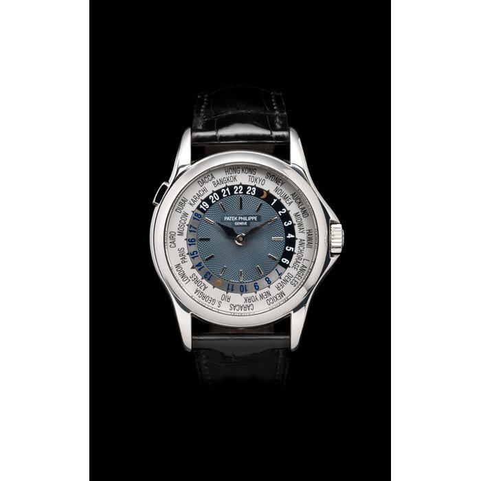 Patek Philippe Patek Philippe. A platinum automatic world time wristwatch with box and extract of archives Ref:5110P, Case No.4191700, Movement No.3210239, Sold 21st November 2002