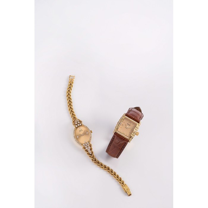 Piaget. A lady's 18K gold diamond set manual wind wristwatch Ref:45051, Case No.601166, Movement No.9208997, Circa 2000