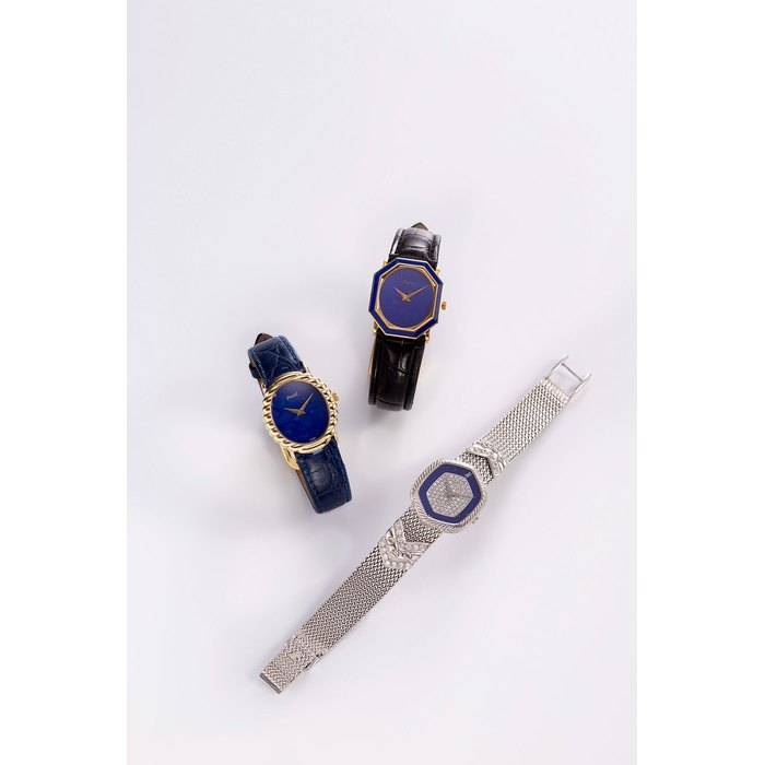 Piaget. A lady's 18K gold and lapis lazuli manual wind wristwatch Ref:9817, Case No.268228, Circa 1980