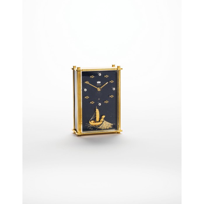 Jaeger-Lecoultre. A brass fisherman musical alarm clock with eight days power reserve Recital, Ref:2173, Circa 1960