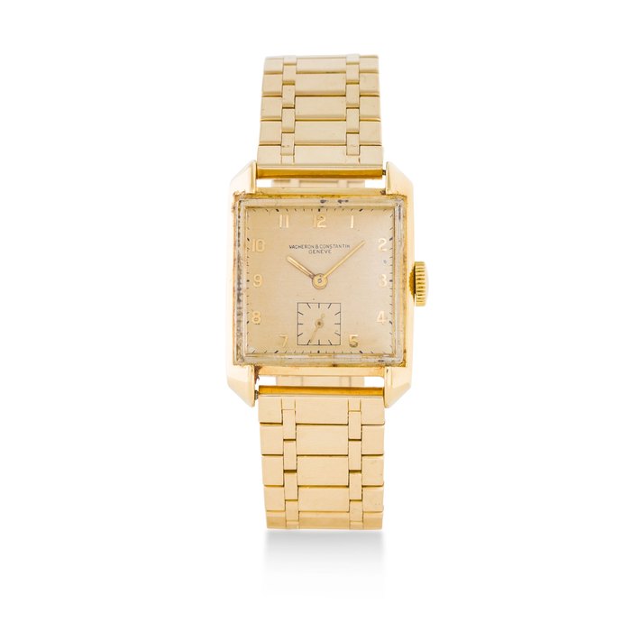 Vacheron Constantin. An 18K gold square-shaped wristwatch Ref:4408, Movement No. 476454, Case No. 303868, Manufactured in 1948