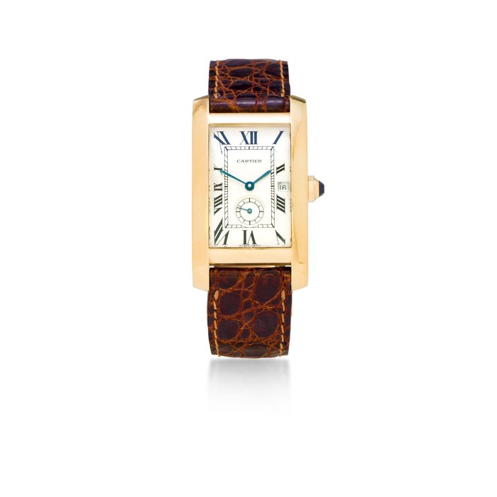 Cartier, Paris. A fine 18K gold "Tank Cintrée" wristwatch with dateMontre Louis Cartier, No. 811905/000315, sold 1989
