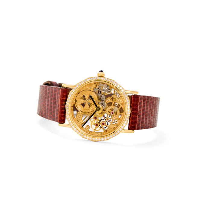 Vacheron & Constantin. A fine 18K gold and diamond skeletonized lady's wristwatchMovement No.746996