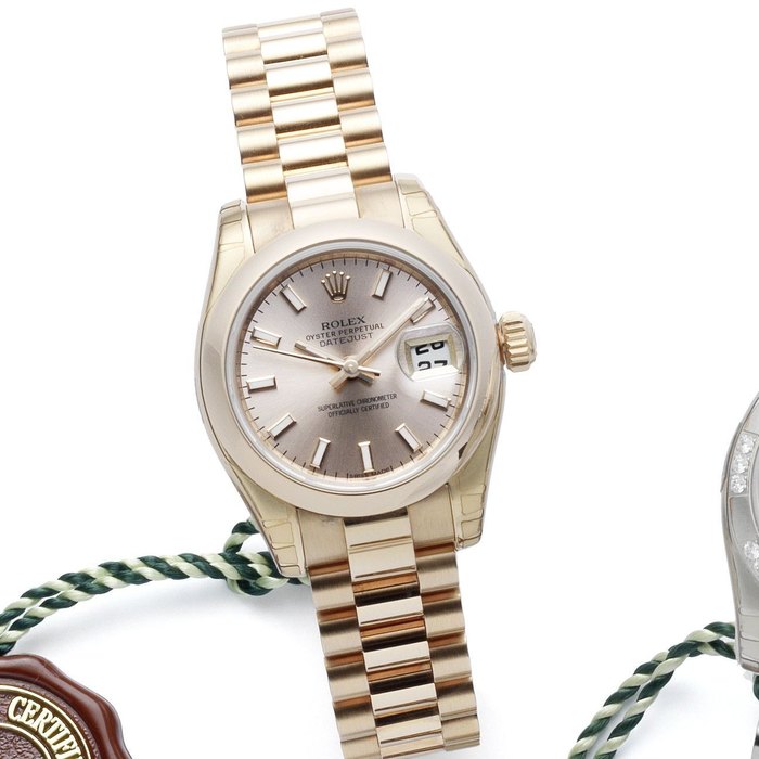 Rolex. A lady's 18ct rose gold automatic calendar bracelet watch Datejust, Ref:179165F, Serial No.M80****, Movement No.265****, Circa 2007