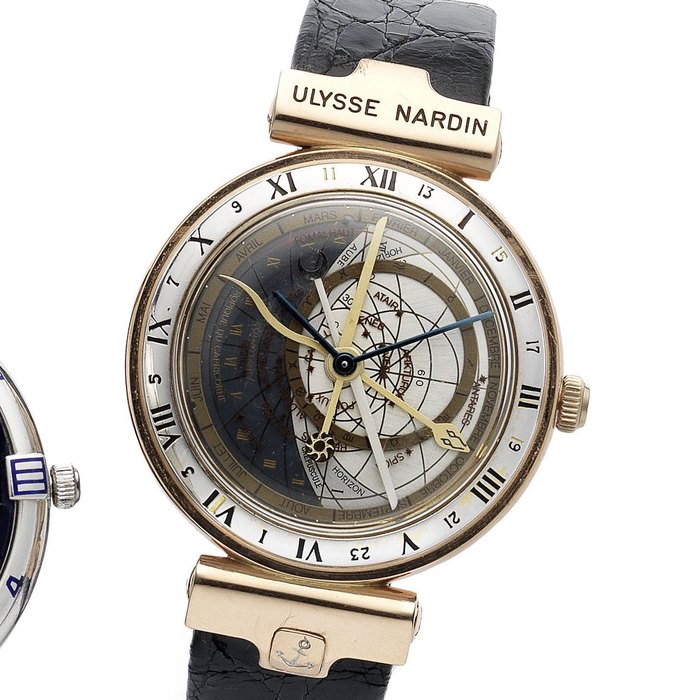Ulysse Nardin. An 18ct three colour gold automatic astronomical wristwatch Astrolabium Galileo Galilei, Movement No.904260, Circa 1990