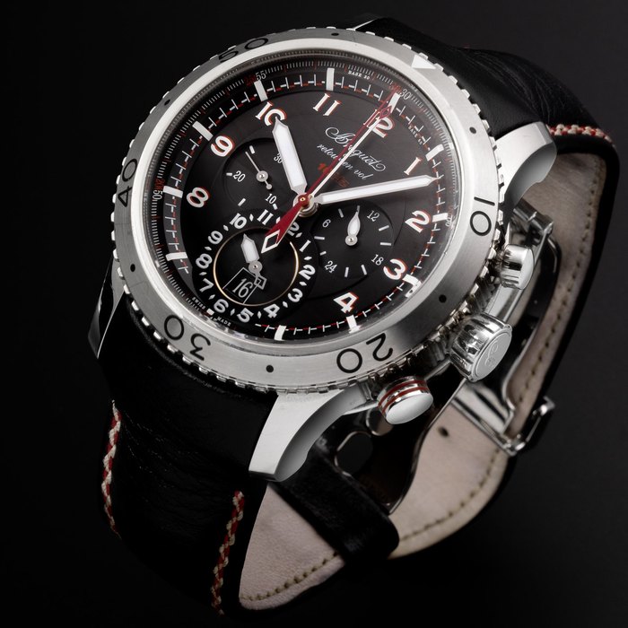Breguet. A stainless steel automatic calendar flyback chronograph wristwatch Type XXII, Ref:3880/1, Case No.96286, Movement No.0171037, Sold 18th October 2012