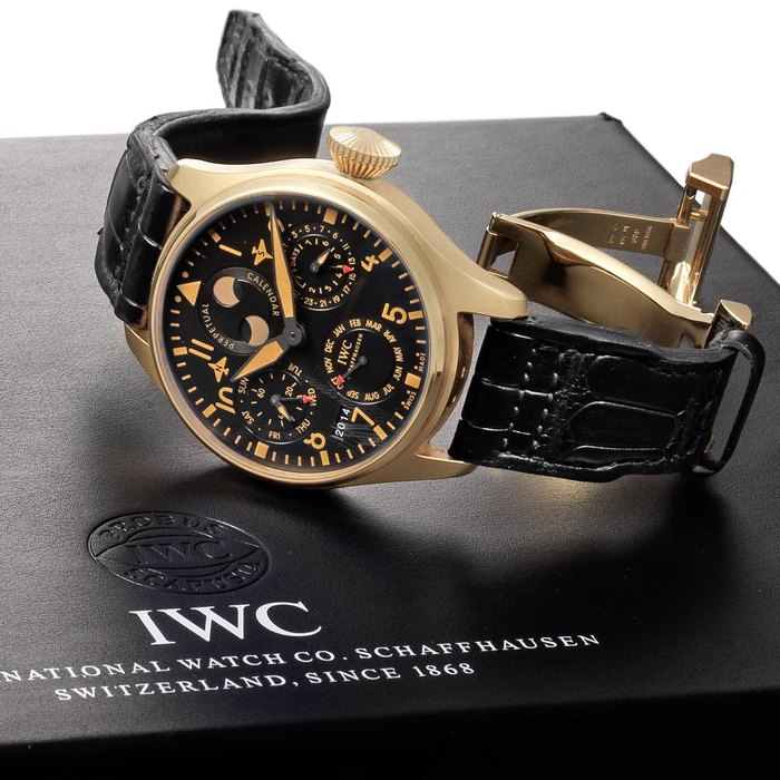 IWC. An 18ct rose gold automatic perpetual calendar wristwatch with moon phase and 7 day power reserve indication Big Pilot Calendar, Limited Edition No 1/250, Case No.3830603, Movement No.3391208, Circa 2011