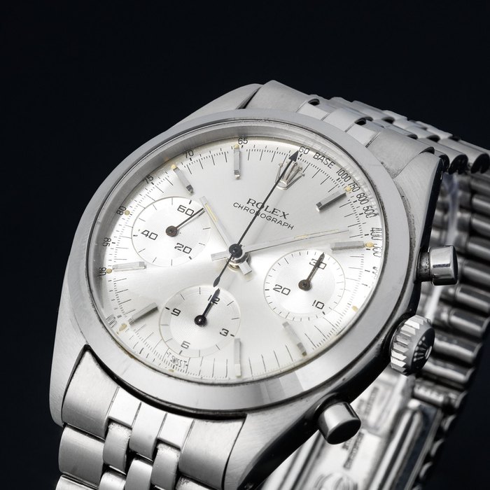 Rolex. A fine and rare stainless steel manual wind chrongraph bracelet watch 'Pre-Daytona', Ref: 6238, Serial No.1000***, Circa 1965