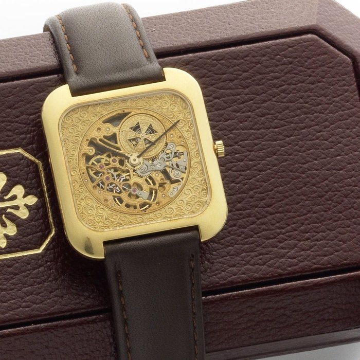Vacheron & Constantin. An 18ct gold manual wind wristwatch with skeletonised movement Ref:33058, Case No.552608, Movement No.738722, Circa 1988