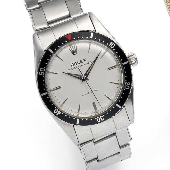 Rolex. A stainless steel automatic bracelet watch Oyster Perpetual Turn-O-Graph, Ref.6202, Case back stamped 1953