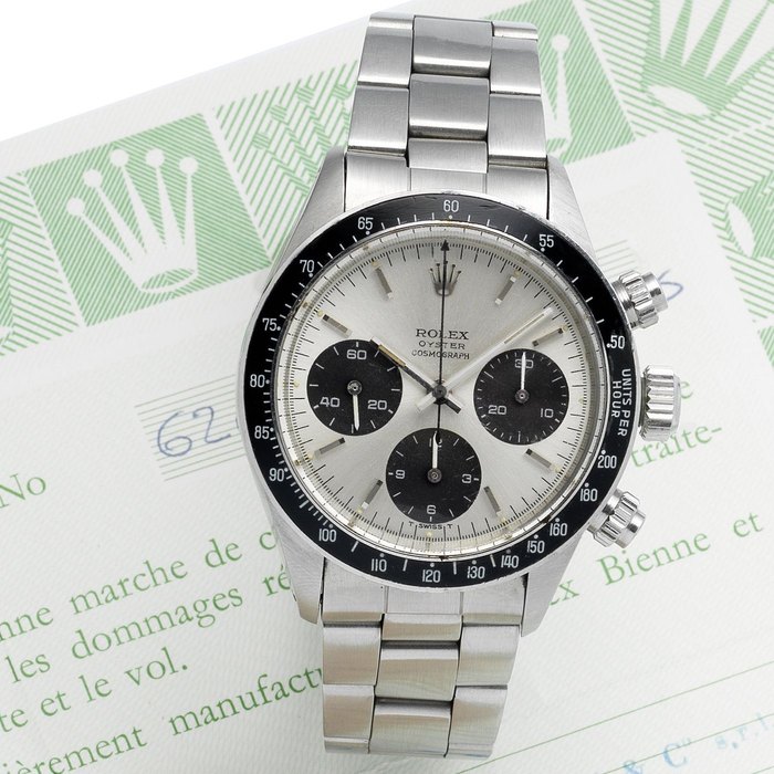 Rolex. A stainless steel manual wind chronograph bracelet watch Cosmograph, Ref:6263, Serial No.413****, Sold July 1978