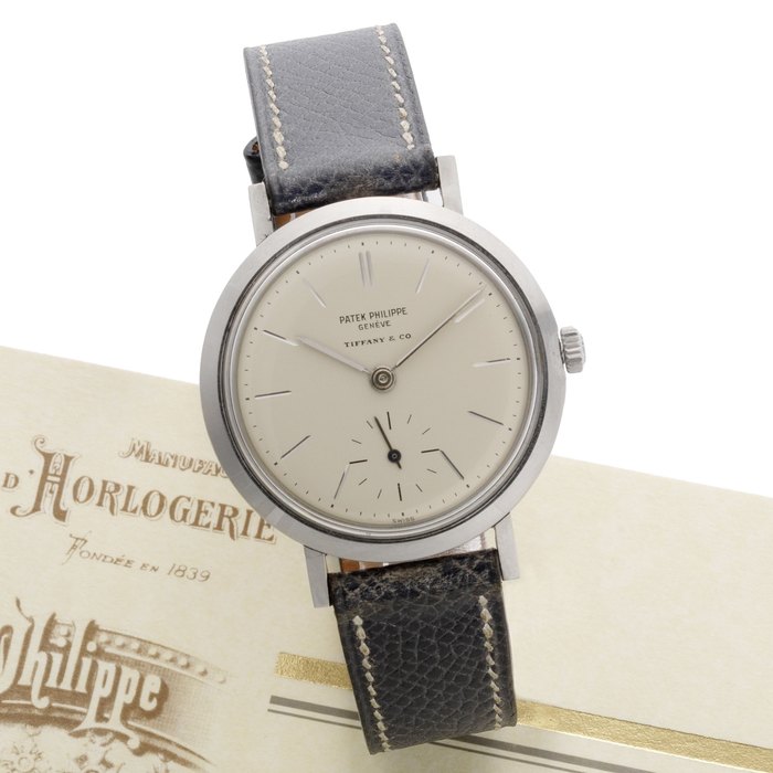 Patek Philippe. A fine and rare stainless steel manual wind wristwatch with Tiffany & Co dial Ref:3418, Case No.2605895, Movement No.728528, Circa 1958