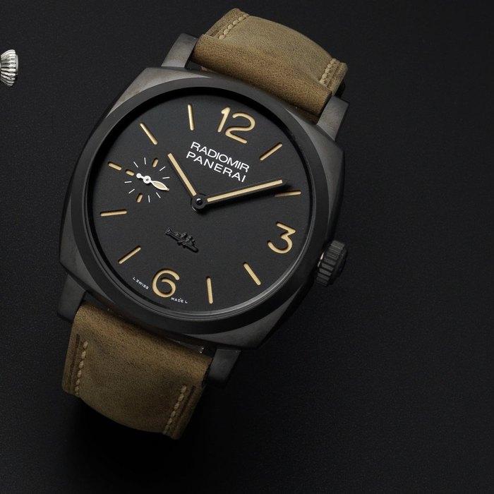 Panerai Officine Panerai. A DLC coated and stainless steel manual wind wristwatch with box and papers 1940 3 Days Paneristi Forever, Ref:PAM00532, OP No.6957, Movement No.023881, Sold 2nd April 2014