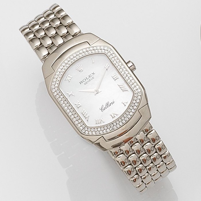 Rolex. A lady's 18ct white gold and diamond set quartz bracelet watch Cellini, Ref:6691, Serial No.M76****, Circa 2007