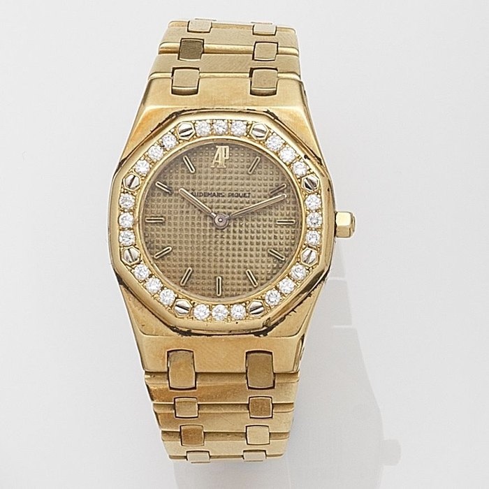 Audemars Piguet Audemars Piguet. A lady's 18ct gold and diamond set quartz bracelet watch (AF) Royal Oak, Case No.253, Circa 1995, Price & Market Data
