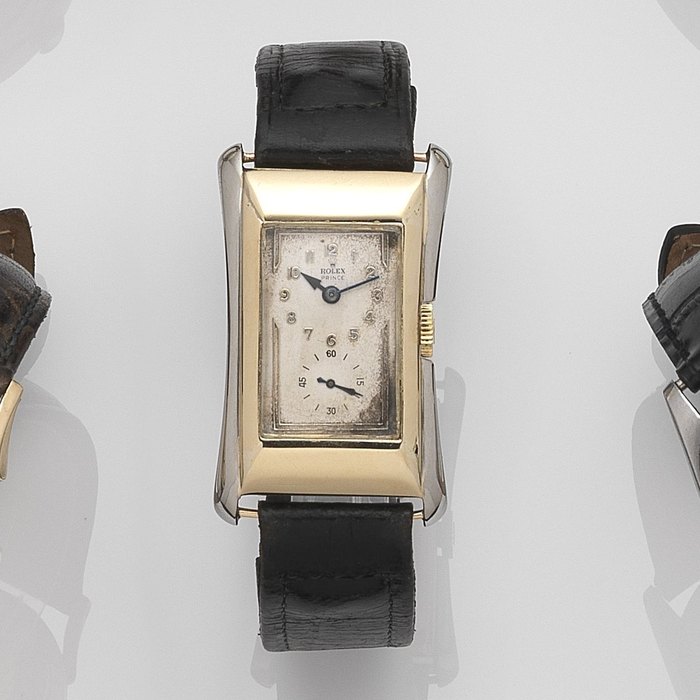 Rolex Rolex. A fine two colour 9ct gold manual wind rectangular wristwatch Prince, Ref:971U, Serial No.58***, Movement No.74715, Glasgow Import mark for 1930, Price & Market Data
