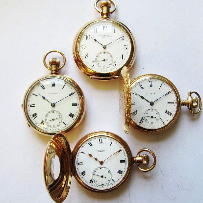 Waltham A lot of four gold pocket watches (AF)