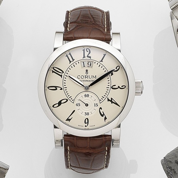 Corum Corum. A stainless steel automatic calendar wristwatch Classical Grande Date, Ref:922.201.20, Case No.803261, Movement No.N536320, Circa 2007, Price & Market Data