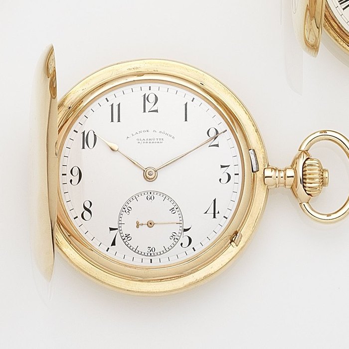 A. Lange & Söhne. An 18ct gold keyless wind full hunter pocket watch Case, Cuvette & Movement No.60306, Circa 1912