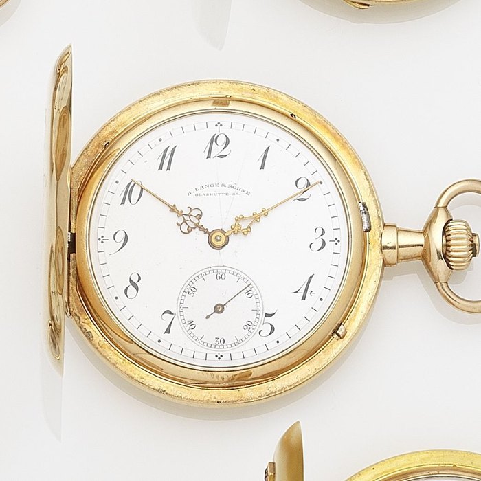 A. Lange & Söhne. An 18ct gold keyless wind full hunter pocket watch Case & Movement No.60927, Circa 1910