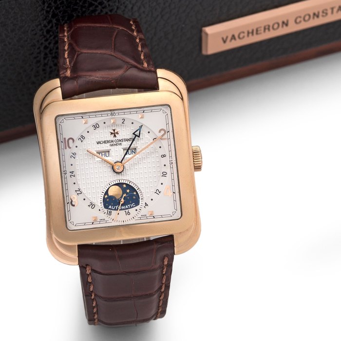 Vacheron Constantin. An 18K rose gold automatic triple calendar wristwatch with box and papers Toledo 1952, Ref:47300, Case No.1138263, Movement No.5132151, Circa 2005