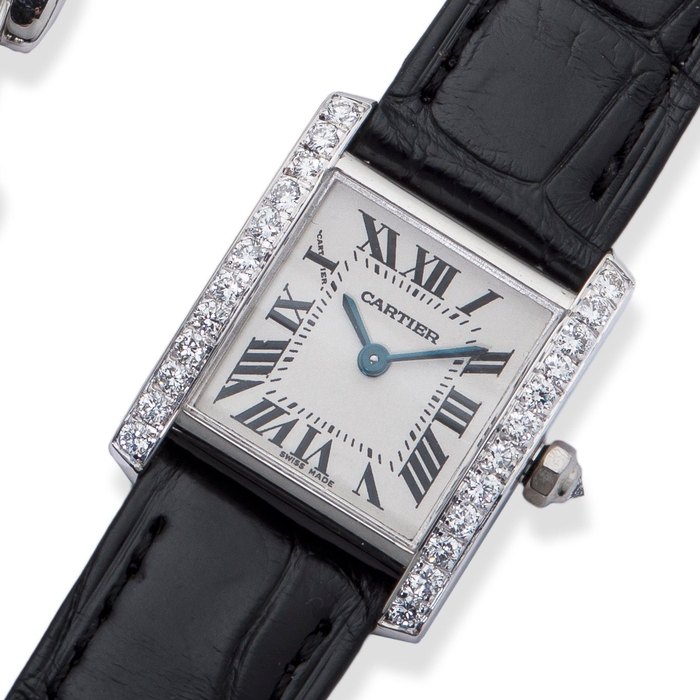 Cartier. An 18K white gold and diamond set quartz wristwatchTank Française, Ref:2403, Case No.25735105. Circa 2000