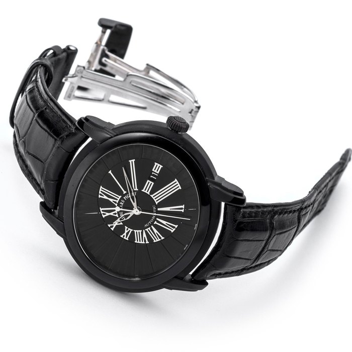 Audemars Piguet Audermas Piguet. A limited edition stainless steel DLC-coated automatic calendar wristwatch with box and papers Millenary Quincy Jones, Ref:15161SN, Case No.G87788, No.441/500, Circa 2014