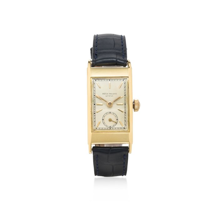 Patek Philippe. A fine 18K gold curved rectangular wristwatchRef:425, Case no. 660306, Movement no. 972493, 1940's